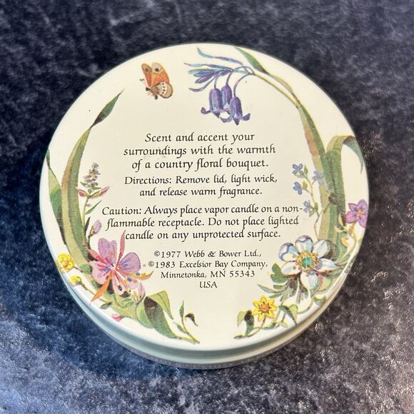 Vintage 1983 Rose Bay Willow Country Diary Collection Single Wick Tin Candle - Picture 4 of 6